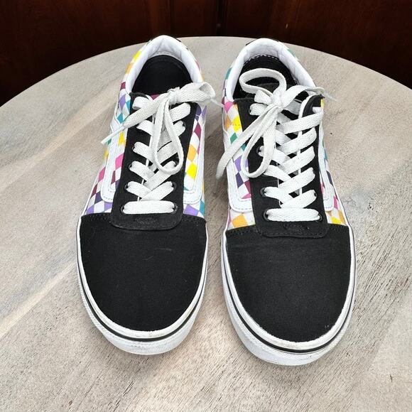 Vans Old Skool Checkerboard Kids Shoes Size 3.5 Black Multicolor Low 500714 - Picture 5 of 12